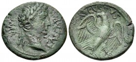 Augustus, 27 BC-AD 14. Quadrans (Orichalcum, 19 mm, 2.85 g, 12 h), Lugdunum, c. 15-10 BC. IMP CAESAR Laureate head of Augustus to right. Rev. AVGVSTVS...