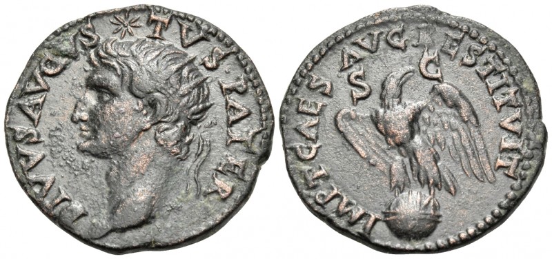 Divus Augustus, died AD 14. As (Copper, 26.5 mm, 9.29 g, 6 h), Restitution issue...