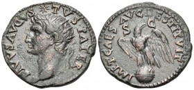 Divus Augustus, died AD 14. As (Copper, 26.5 mm, 9.29 g, 6 h), Restitution issue under Titus, Rome, 80-81. DIVVS AVGVSTVS PATER Radiate head of Divus ...