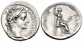Tiberius, 14-37. Denarius (Silver, 19 mm, 3.74 g, 4 h), "Tribute Penny" type, Lugdunum. TI CAESAR DIVI AVG F AVGVSTVS Laureate head of Tiberius to rig...