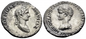 Agrippina Junior and Nero, Augusta, 50-59, and as Caesar, 50-54, respectively. Denarius (Silver, 20 mm, 3.62 g, 5 h), struck under Claudius, Rome, 50-...