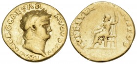 Nero, 54-68. Aureus (Gold, 18 mm, 7.05 g, 6 h), Rome, 66-7. IMP NERO CAESAR AVGVSTVS Laureate head of Nero to right. Rev. IVPPITER CVSTOS Jupiter seat...