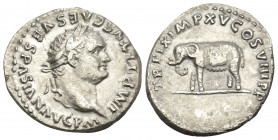 Titus, 79-81. Denarius (Silver, 19 mm, 3.17 g, 7 h), Rome, January - June 80. IMP TITVS CAES VESPASIAN AVG P M Laureate head of Titus to right. Rev. T...