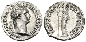 Domitian, 81-96. Denarius (Silver, 18 mm, 3.44 g, 6 h), Rome, January - September 95. IMP CAES DOMIT AVG GERM P M TR P XIIII Laureate head of Domitian...