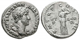 Hadrian, 117-138. Denarius (Silver, 19 mm, 3.28 g, 5 h), Rome, 119-122. IMP CAESAR TRAIAN HADRIANVS AVG Laureate head of Hadrian right, with drapery o...
