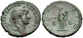 Hadrian, 117-138. As (Copper, 28 mm, 10.66 g, 6 h), Rome, 119-121. IMP CAESAR TRAIAN HADRIANVS AVG Laureate bust of Hadrian to right. Rev. P M TR P CO...