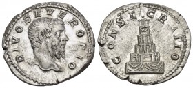 Divus Septimius Severus, died 211. (20 mm, 3.22 g, 6 h), struck under his son, Caracalla, Rome, 211-217. DIVO SEVERO PIO Bare head of Severus to right...