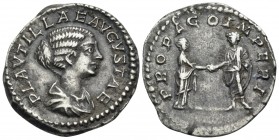 Plautilla, Augusta, 202-205. Denarius (Silver, 18.5 mm, 3.51 g, 6 h), struck under Septimius Severus and Caracalla, Rome. PLAVTILLAE AVGVSTAE Draped b...