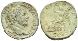 Geta, 209-211. Sestertius (Orichalcum, 29.5 mm, 22.29 g, 1 h), Rome, 211. P SEPTIMIVS GETA PIVS AVG BRIT Laureate bust of Geta to right. Rev. TR P III...