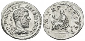 Macrinus, 217-218. Denarius (Silver, 19.5 mm, 2.92 g, 6 h), Rome, 218. IMP C M OPEL SEV MACRINVS AVG Laureate and draped bust of Macrinus to right. Re...