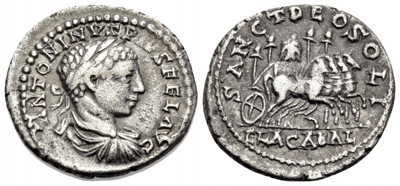 Elagabalus, 218-222. Denarius (Silver, 19 mm, 3.12 g, 12 h), Antioch, 218-219. A...