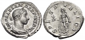Severus Alexander, 222-235. Denarius (Silver, 19.5 mm, 2.87 g, 12 h), Rome, 232. IMP ALEXANDER PIVS AVG Laureate, draped and cuirassed bust of Severus...