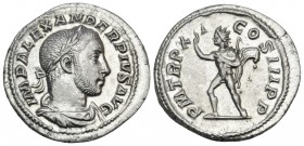 Severus Alexander, 222-235. Denarius (Silver, 20 mm, 3.75 g, 12 h), Rome, 232. IMP ALEXANDER PIVS AVG Laureate, lightly bearded, draped and cuirassed ...