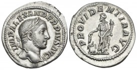 Severus Alexander, 222-235. Denarius (Silver, 21 mm, 3.93 g, 12 h), Rome, 232. IMP ALEXANDER PIVS AVG Laureate head of Severus Alexander to right, wit...