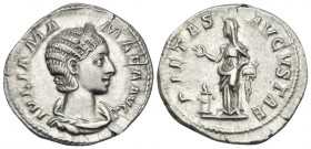 Julia Mamaea, Augusta, 222-235. Denarius (Silver, 20 mm, 3.25 g, 7 h), Struck under Severus Alexander, Rome, 231. IVLIA MA-MAEA AVG Draped bust of Jul...