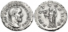 Pupienus, 238. Denarius (Silver, 20 mm, 3.51 g, 5 h), Rome. IMP C M CLOD PVPIENVS AVG Laureate, draped and cuirassed bust of Pupienus to right. Rev. P...