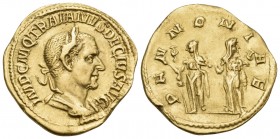 Trajan Decius, 249-251. Aureus (Gold, 20 mm, 4.21 g, 7 h), Rome, 250. IMP C M Q TRAIANVS DECIVS AVG Laureate and cuirassed bust of Trajan Decius to ri...