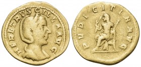 Herennia Etruscilla, Augusta, 249-251. Aureus (Gold, 20 mm, 4.43 g, 12 h), Rome. HER ETRVSCILLA AVG Diademed and draped bust of Herennia Etruscilla to...