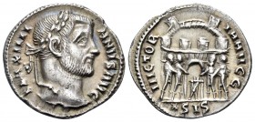 Maximianus, First reign, 286-305. Argenteus (Silver, 17.5 mm, 2.77 g, 12 h), Siscia, c. 295. MAXIMI-ANVS AVG Laureate head of Maximianus to right. Rev...