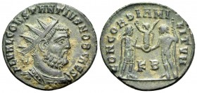 Constantius I, as Caesar, 293-305. Antoninianus (Bronze, 20 mm, 2.78 g, 12 h), Cyzicus, 2nd officina, 295 - 299. FL VAL CONSTANTIVS NOB CAES Radiate a...