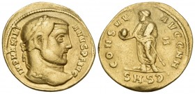 Galerius, 305-311. Aureus (Gold, 20 mm, 5.37 g), Serdica, 305 - 306. IMP MAXIMI-ANVS PF AVG Laureate head of Maximianus to right. Rev. CONSVL AVGG NN/...