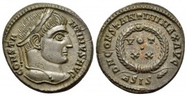 Constantine I, 307/310-337. Follis (Bronze, 20 mm, 3.10 g, 1 h), Siscia, 1st officina, 321-324. CONSTA-NTINVS AVG Laureate head of Constantine to righ...