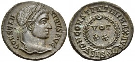 Constantine I, 307/310-337. Follis (Bronze, 18.5 mm, 2.91 g, 6 h), Siscia, 4th officina, 321-324. CONSTAN-TINVS AVG Laureate head of Constantine to ri...
