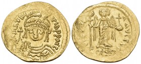 Maurice Tiberius, 582-602. Solidus (Gold, 21.5 mm, 4.44 g, 7 h), Constantinople, I = 10th officina, 583-601. dN mAVRC TIb PP AVI Draped and cuirassed ...