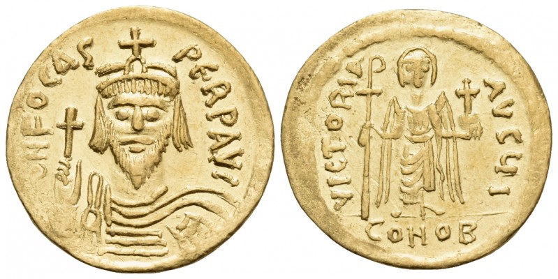 Phocas, 602-610. Solidus (Gold, 20 mm, 4.52 g, 7 h), Constantinople, I = 10th of...