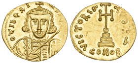 Tiberius III (Apsimar), 698-705. Solidus (Gold, 20 mm, 4.32 g, 6 h), Constantinople, Z = 7th officina. d tIbЄRIЧS PЄ AV Crowned and cuirassed bust of ...