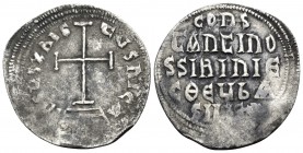 Constantine VI & Irene, 780-797. Miliaresion (Silver, 22 mm, 2.08 g, 1 h), Constantinople. IhSUS XRIS-TUS NICA Cross potent on base and three steps. R...