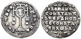 Constantine VII Porphyrogenitus, with Romanus I, Stephen, and Constantine , 913-959. Miliaresion (Silver, 23 mm, 2.73 g, 12 h), Constantinople, 931-94...