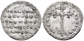 Constantine VII Porphyrogenitus, with Romanus II, 913-959. Miliaresion (Silver, 23.5 mm, 2.32 g, 12 h), Constantinople, 945-959. +CONST’T’ / ΠORFVROG’...