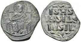 Anonymous Folles, time of Constantine IX, circa 1042-1055. Follis (Bronze, 30.5 mm, 7.75 g, 6 h), Class D, Constantinople. IC XC Christ Pantokrator se...
