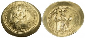 Constantine X Ducas, 1059-1067. Histamenon (Gold, 22 mm, 4.37 g, 6 h), Constantinople, 1059-1062. +IhS IXS REX REGNANThIm Christ, nimbate, seated faci...