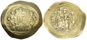 Romanus IV Diogenes, with Eudocia, Michael VII, Constantius, and Andronicus, 1068-1071. Histamenon (Gold, 26.5 mm, 4.37 g, 6 h), Constantinople. +KωN ...