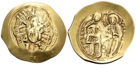 Michael VIII Palaeologus, 1261-1282. Hyperpyron (Gold, 26.5 mm, 4.18 g, 6 h), class II, Constantinople. MP ΘY Half-length facing figure of the Theotok...