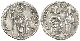 Andronicus III Palaeologus, 1328-1341. Half Basilikon (Silver, 18 mm, 0.94 g, 6 h), heavy series, Constantinople. O AΓIOC ΔHMHTPIOC Nimbate St. Demetr...