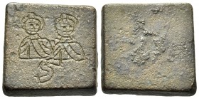 BYZANTINE WEIGHTS. Circa 5th-6th century. Weight of 6-grammata = 1-sicilicus = 1 1/2-nomismata (Bronze or brass, 14x14x4 mm, 6.66 g), a thin, square ‘...