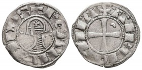 CRUSADERS. Antioch. Bohémond III, 1163-1201. Denier (Silver, 18.5 mm, 0.95 g, 9 h). +BOAHVHDVS (A decorated with four pellets) Helmeted and mailed bus...