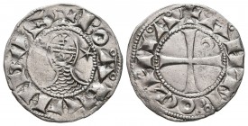 CRUSADERS. Antioch. Bohémond III, 1163-1201. Denier (Silver, 18 mm, 0.94 g, 10 h). +BO°A°ИVИDVS Helmeted and mailed bust of Bohémond III to left, betw...