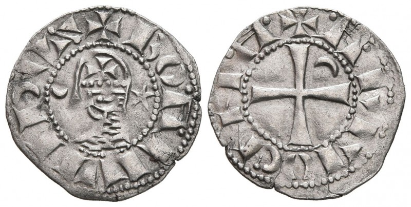 CRUSADERS. Antioch. Bohémond IV, 1201-1216. Denier (Silver, 18 mm, 0.91 g, 1 h)....