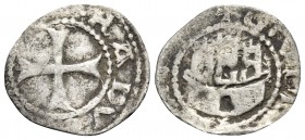 CRUSADERS. Chios. Justiniani family, 1400-1461. Quarter Gigliato (Silver, 15.5 mm, 0.56 g, 4 h). +CVNRADVS REX around cross pattée. Rev. + CIVITAS SIY...