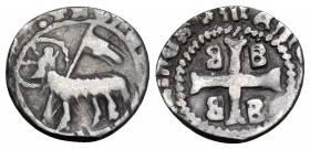 CRUSADERS. Lordship of Mytilene (Lesbos). Jacopo Gattilusio, 1404-1428. Grosseto (Silver, 12 mm, 0.73 g, 11 h), Mytilene mint. + AGNVS AIVVA✶ ROS✶A Ag...