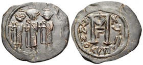 ISLAMIC, Time of the Rashidun. Pseudo-Byzantine types. AH 15/16-23/4 = AD 637-643. Fals (Bronze, 27.5 mm, 7.05 g, 7 h), imitating a 'Cyprus follis', u...