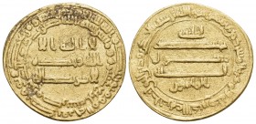 ISLAMIC, 'Abbasid Caliphate. Al-Ma'mun, AH 199-218 / AD 813-833. Dinar (Gold, 20 mm, 4.12 g, 12 h), Misr (Kairo in Egypt), AH 214 = 829-830 AD. Arabic...
