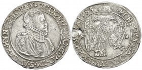 HUNGARY, Holy Roman Empire. Rudolf II, Emperor, 1576-1611. Taler (Silver, 40 mm, 28.55 g, 4 h), Kremnitz, 1585. + RVDOL• II D•G• RO• IM• S• AV• GER• H...