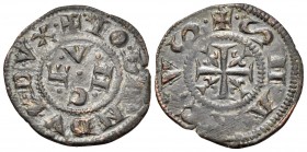 ITALY. Venice. Giovanni Dandolo, 1280-1289. (Copper, 18 mm, 0.99 g, 3 h), Quartarolo, 49th Doge. +• IO• DANDVL• DVX• around linear circle containing •...