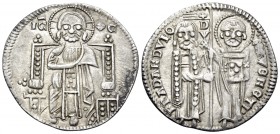 ITALY. Venice. Francesco Dandolo, 1328-1339. Grosso (Silver, 20.5 mm, 2.13 g, 6 h), 52nd Doge. IC - XC Christ Pantokrator seated facing on throne; ann...