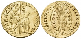 ITALY. Venice. Pasqual Cicogna, 1585-1595. Zecchino (Gold, 20.5 mm, 3.50 g, 12 h), 88th Doge. PASQ• CICON• - •S •M• VЄNЄT• / DVX St. Mark standing rig...